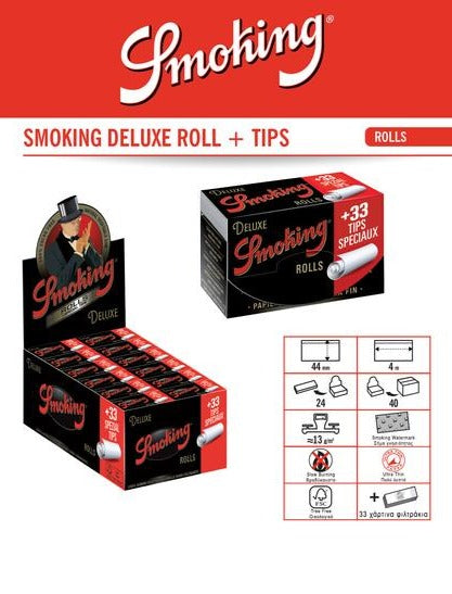 SMOKING KING SIZE DELUXE LUXURY ROLLING PAPER KIT - 33 SHEETS & 33