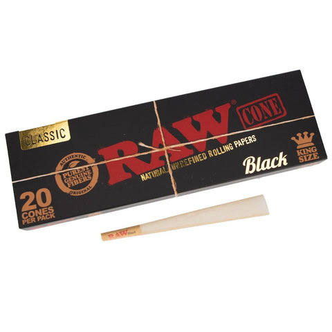 Raw Black King Size Pre-Rolled Cones-20 cones – THE ROLL N' PUFF