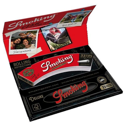 SMOKING KING SIZE DELUXE LUXURY ROLLING PAPER KIT - 33 SHEETS & 33 TIPS