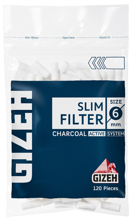 GIZEH ACTIVE CHARCOAL SLIM FILTER (6MM) – THE ROLL N' PUFF